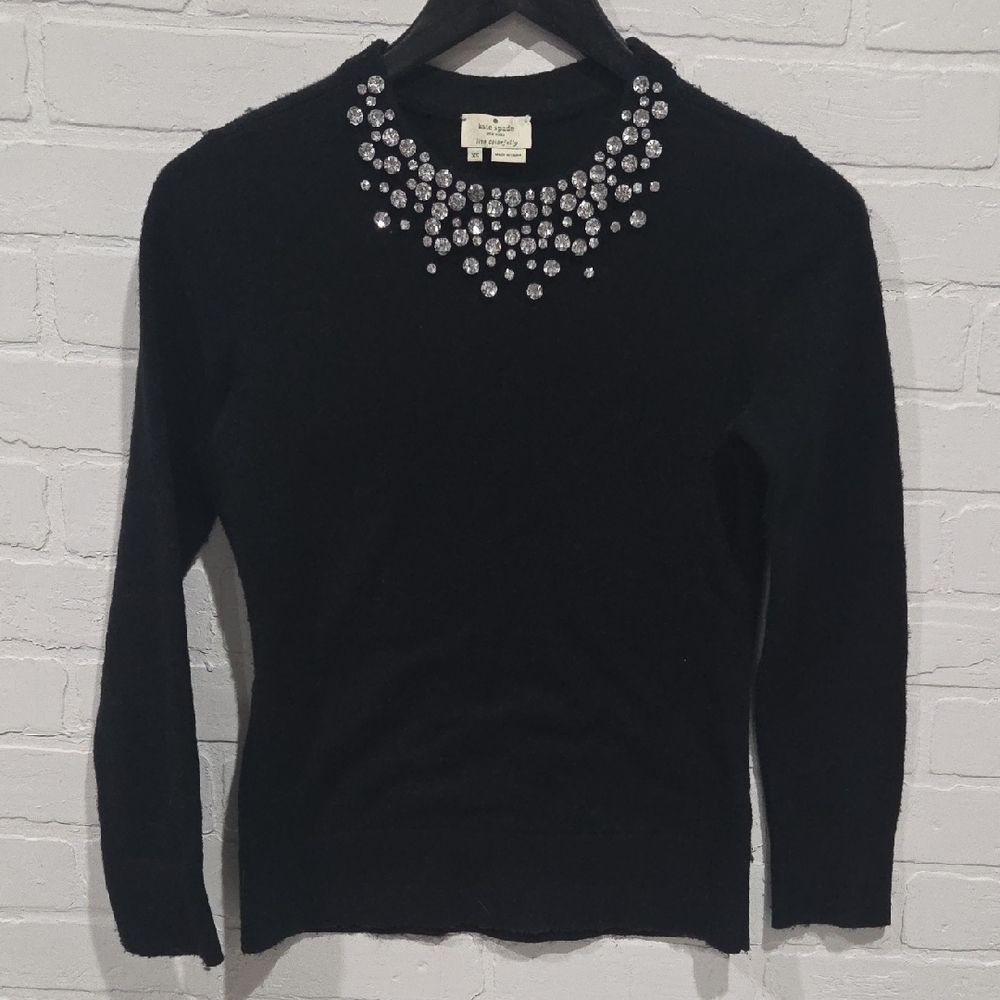 Kate Spade Black Sweater with Jewelled Neckline